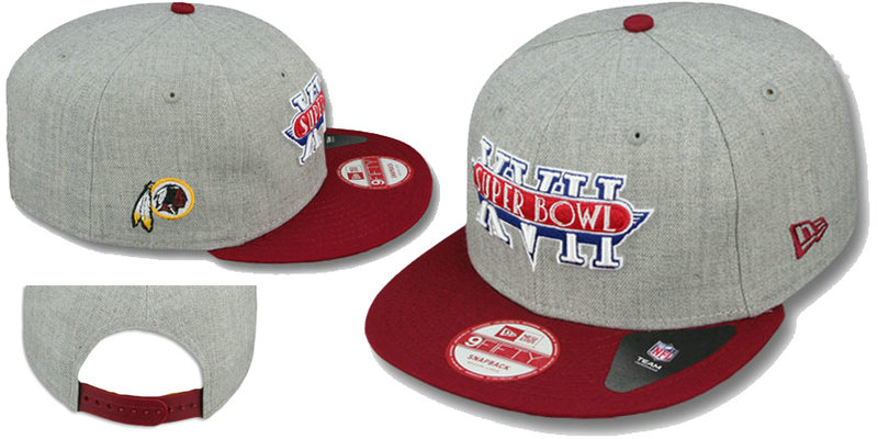 Super Bowl XVII Washington Redskins Grey Snapbacks Hat LS